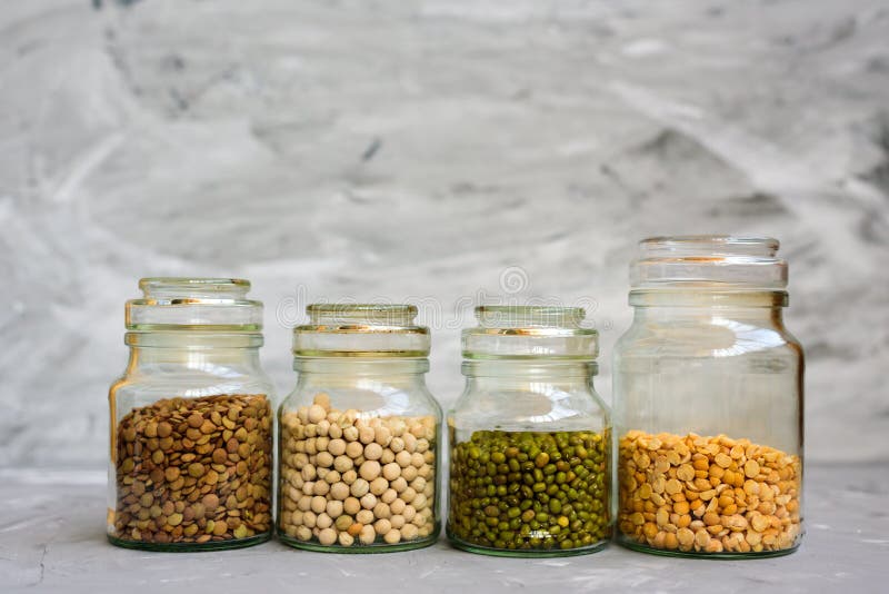 Variety of Beans in Glass Jars Stock Image - Image of peas, heap: 123045191