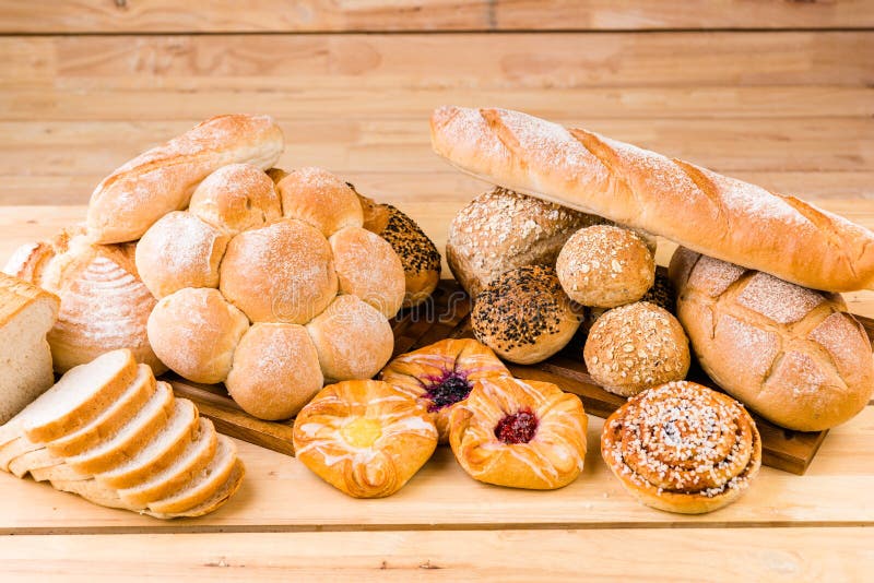 A variety of breads are arranged together, the appearance and color are different. Extremely appetizing stock photo A variety of breads are arranged together, the appearance and color are different. Extremely appetizing stock photo