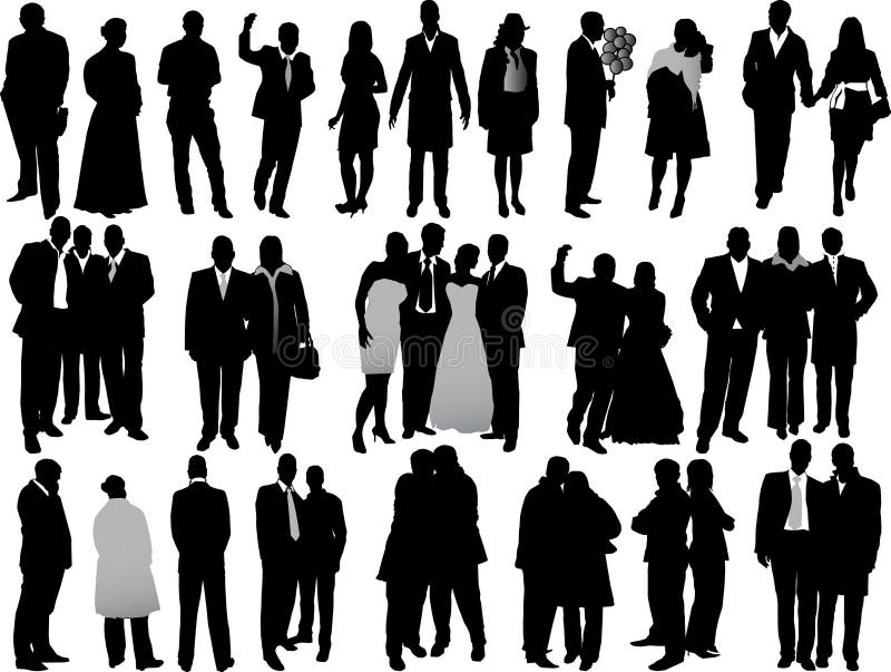 Variety business people silhouettes