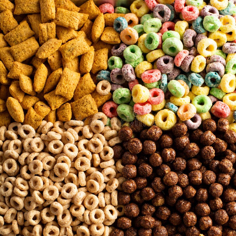 Variety of Cold Cereals Overhead Stock Image Image of morning