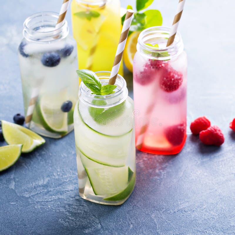 Variety of cold drinks in bottles