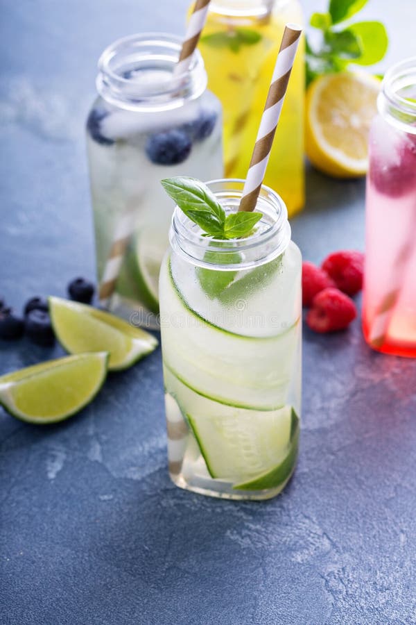 Variety of cold drinks in bottles