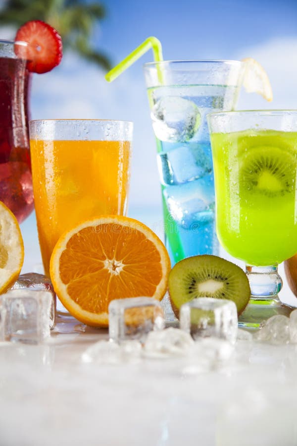 Variety of Cold Drinks, Summer Background Stock Image Image of lemon