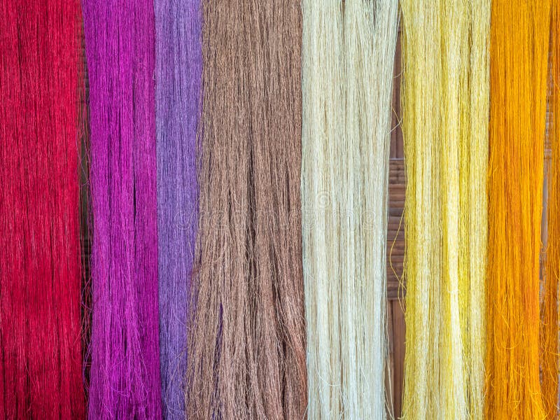 Multicoloured Natural Silks. Organic Lao Dyes, Luang Phabang Stock ...