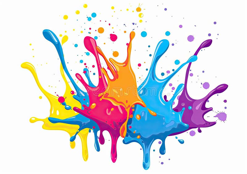 A variety of colorful paint splashes on a white surface vector illustration