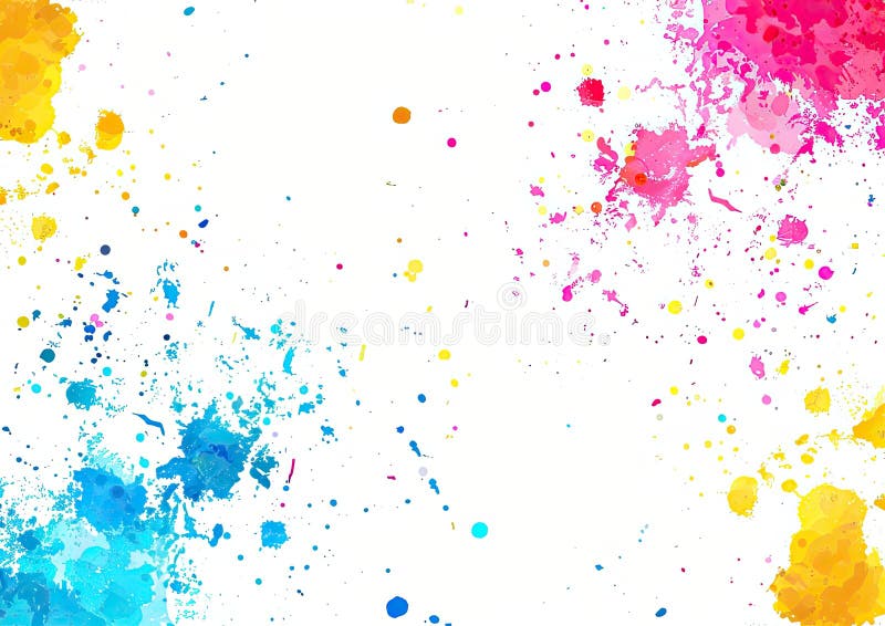 A variety of colorful paint splashes on a white surface vector illustration