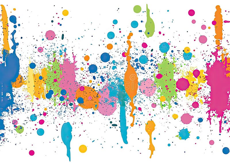 A variety of colorful paint splashes on a white surface vector illustration
