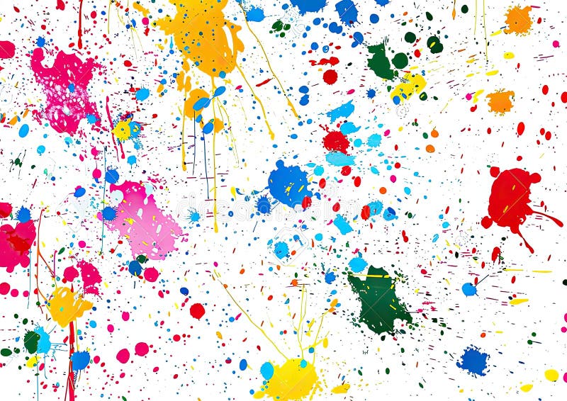 A variety of colorful paint splashes on a white surface vector illustration