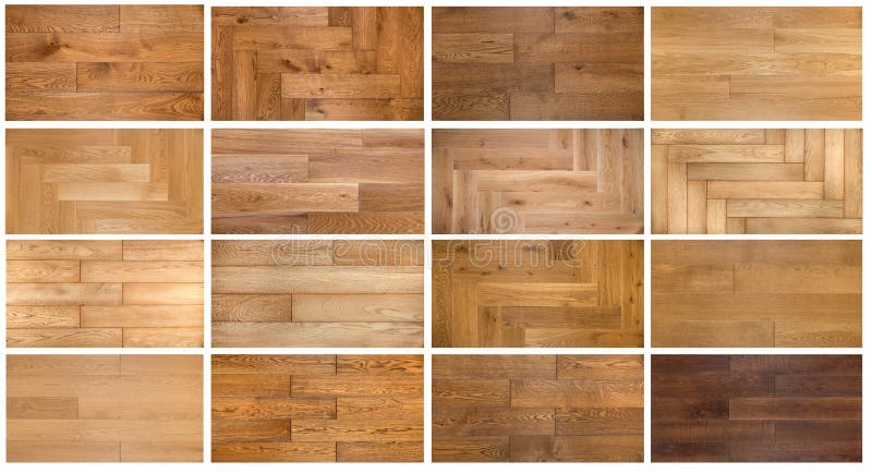 Variety of laminate and parquet textures collage stock image