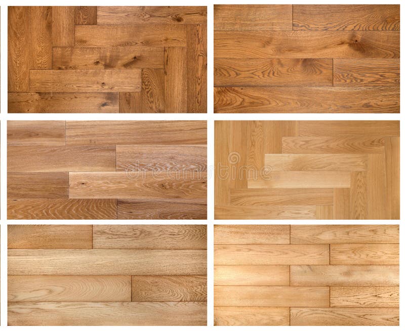 Variety of laminate and parquet textures collage royalty free stock photos