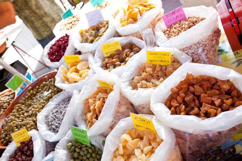 Variety of Dried Fruits on Display in Store Stock Image Image of