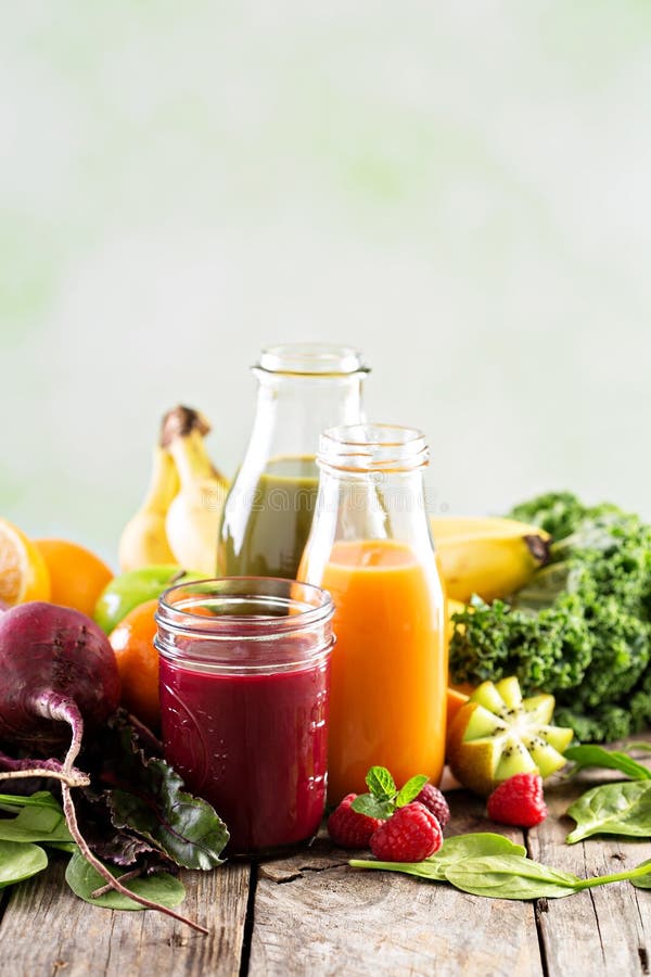 Variety of Fresh Vegetable and Fruit Juices Stock Photo Image of