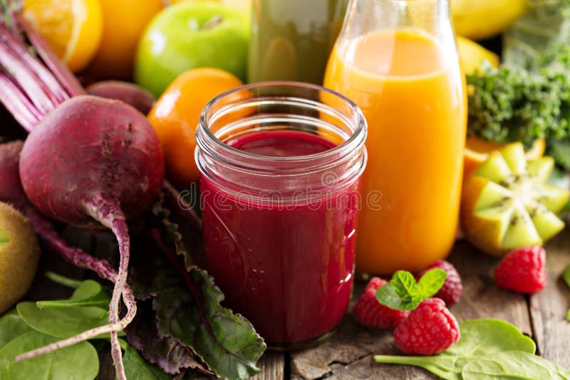 Variety of Fresh Vegetable and Fruit Juices Stock Photo Image of food
