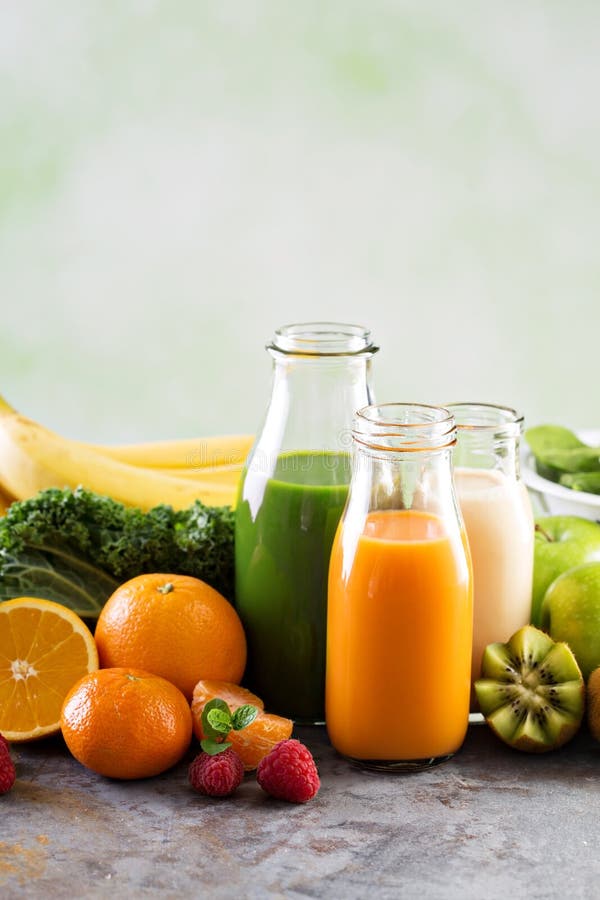 Variety of Fresh Vegetable and Fruit Juices Stock Photo Image of