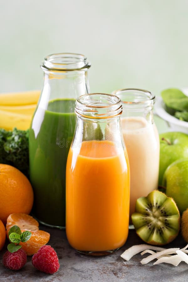 Variety of Fresh Vegetable and Fruit Juices Stock Image Image of