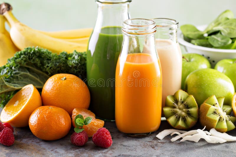 Variety of Fresh Vegetable and Fruit Juices Stock Image Image of