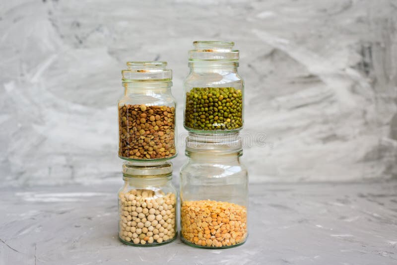 Variety of Beans in Glass Jars Stock Photo - Image of mexican, bean ...