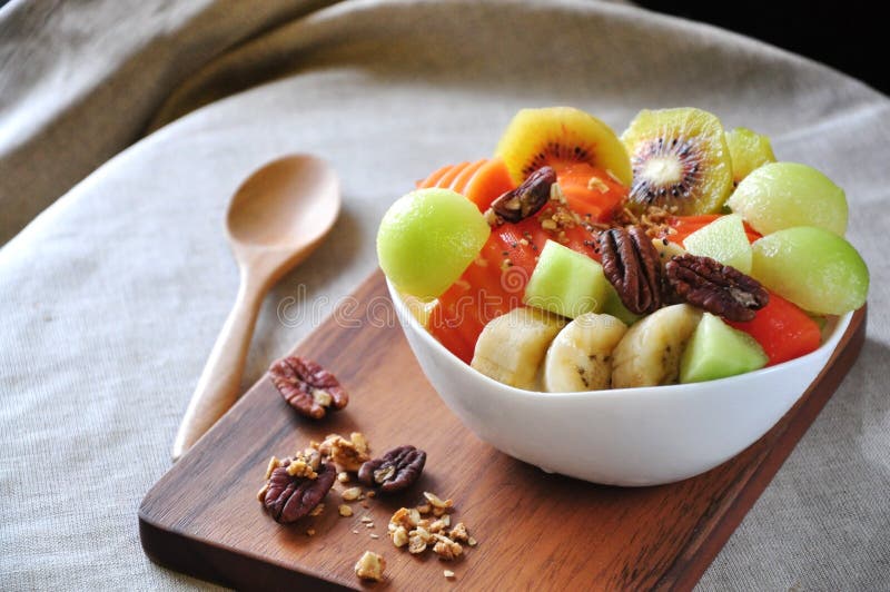 Variety Healthy Fruits on Yogurt Bowl