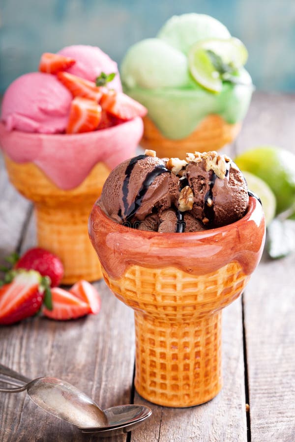 Variety of Ice Cream in Bowls Stock Photo Image of fresh, scoops