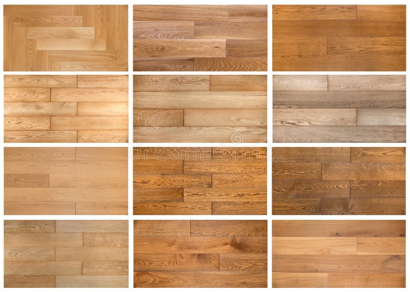 Variety of laminate and parquet textures collage royalty free stock photos