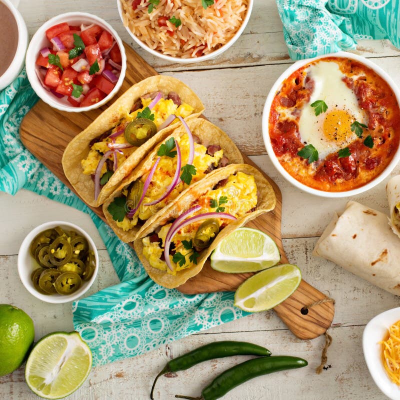 Variety of mexican cuisine dishes on a table