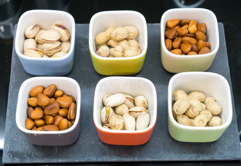 Variety nuts and raisins from stock photography