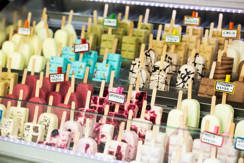 Variety of Popsicles in Shop Stock Image Image of delicious
