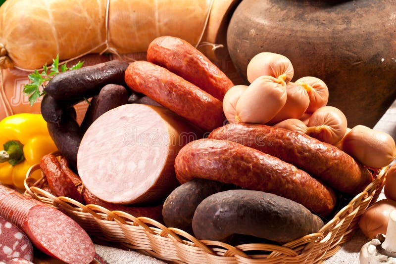 Variety of sausage products.