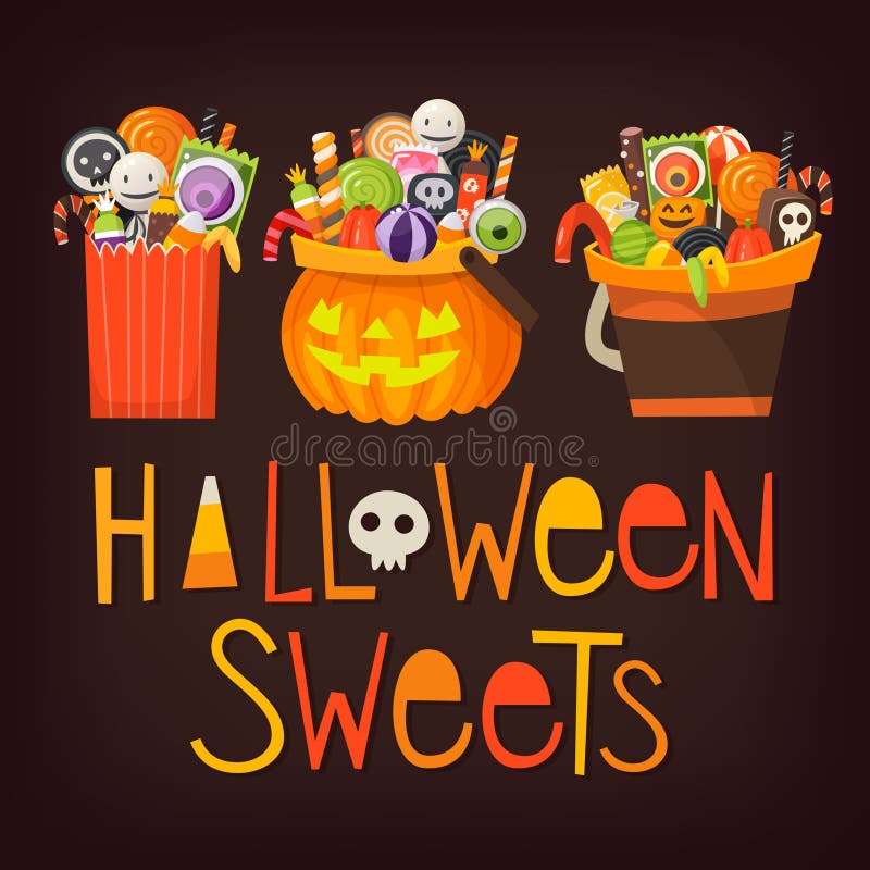 Buckets with halloween sweets royalty free illustration Buckets with halloween sweets royalty free illustration