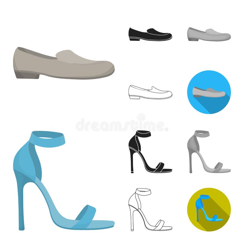 A Variety Of Shoes Flat Icons In Set Collection For Design. Boot ...