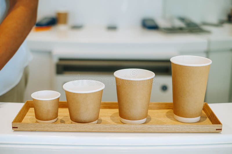 coffee foam in a disposable cup Stock Photo