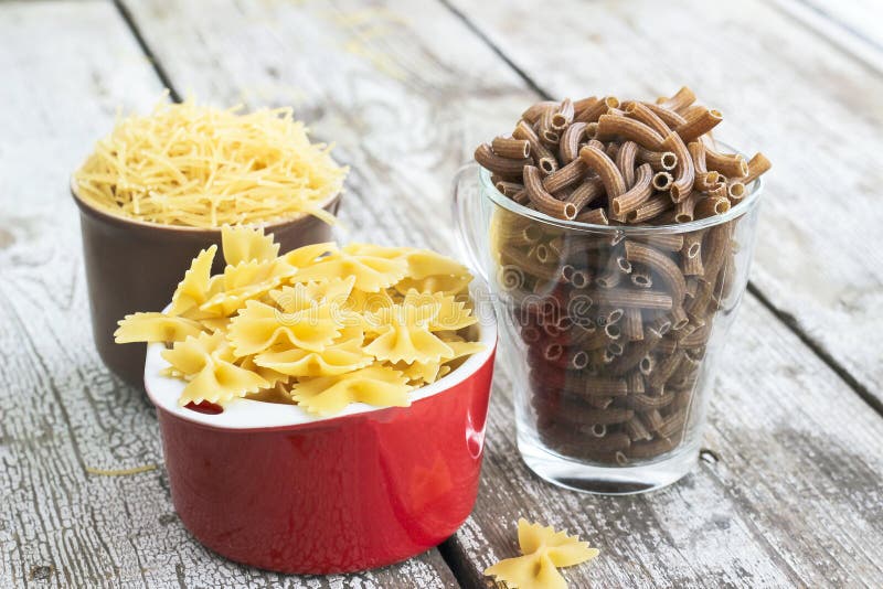 Many Types of Dry Pasta in the Cups Stock Image Image of white