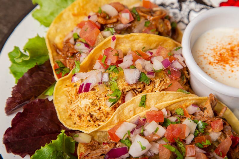 Variety of Typical Mexican Meat Tacos. Isolated Image Stock Image
