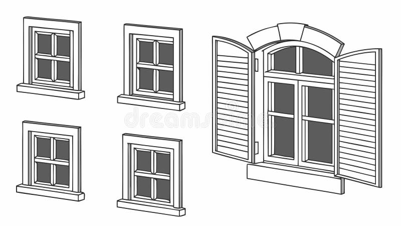 Variety of Window Frames, Home Architecture Design, vector design Generative AI stock illustration