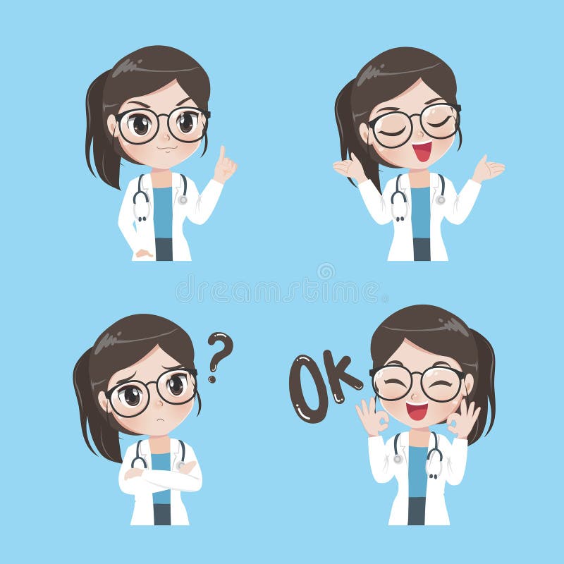 Varietà di medico di signora di gesti e di azioni illustrazione di stock Varietà di medico di signora di gesti e di azioni illustrazione di stock