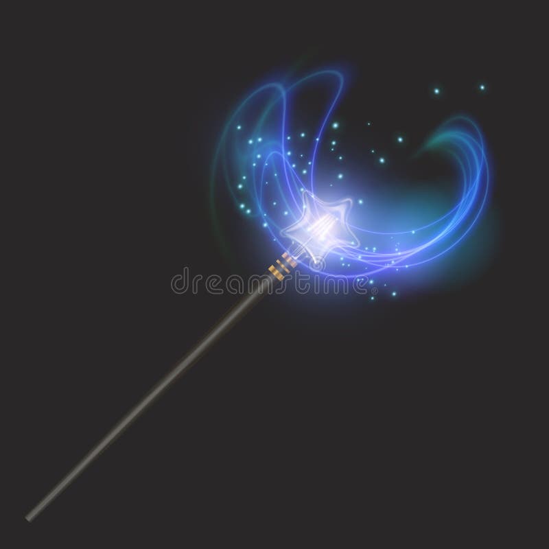 Varinha mágica sobre fundo escuro, belos efeitos de luz com textura mágica brilhando ilustração royalty free Varinha mágica sobre fundo escuro, belos efeitos de luz com textura mágica brilhando ilustração royalty free