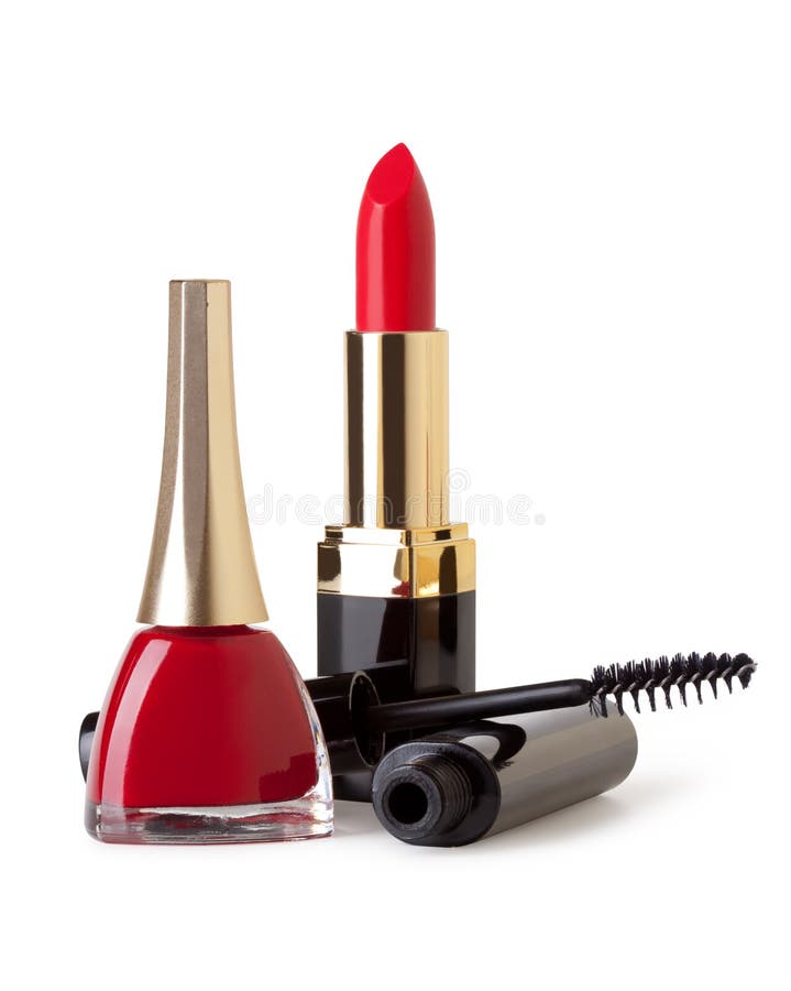 Various Cosmetics on white background. Various Cosmetics on white background
