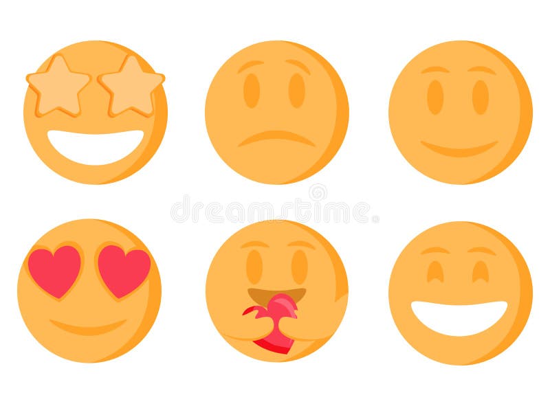  Varios Emoji Se Enfrenta a Iconos Planos Conjunto Grande Para El Diseño Web. Dibujos Animados Amarillos Emoción Círculos Iconos so Ilustración del Vector