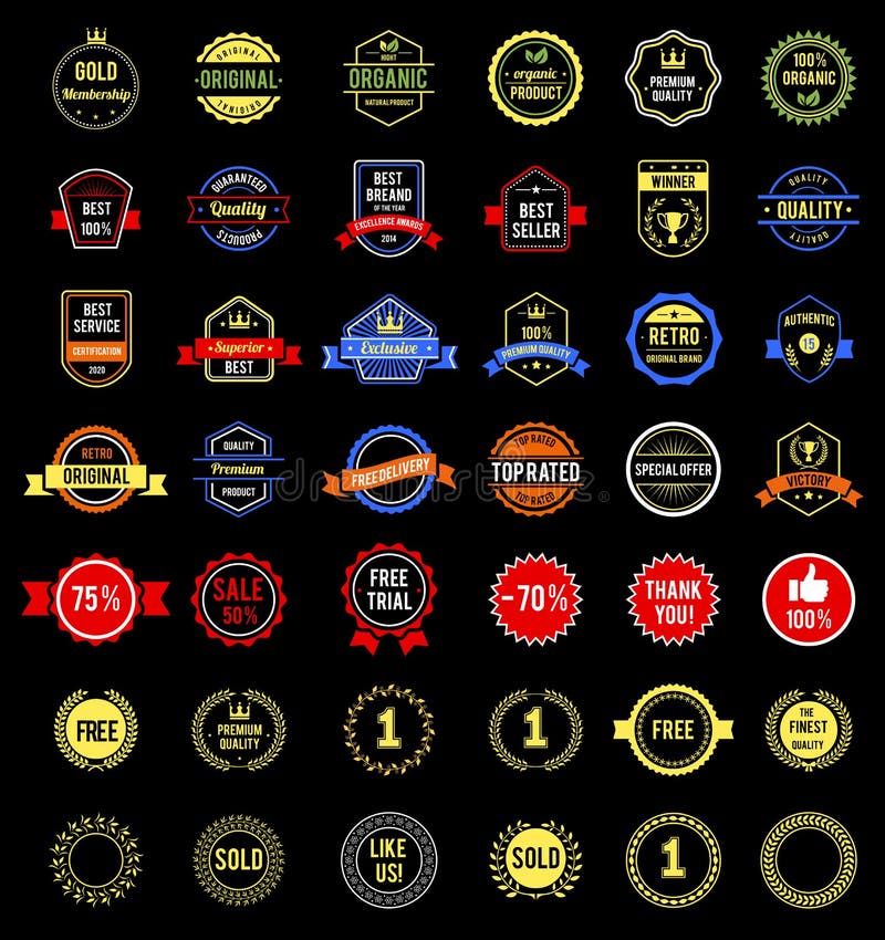 Various badges stock vector. Illustration of ornament 43386482