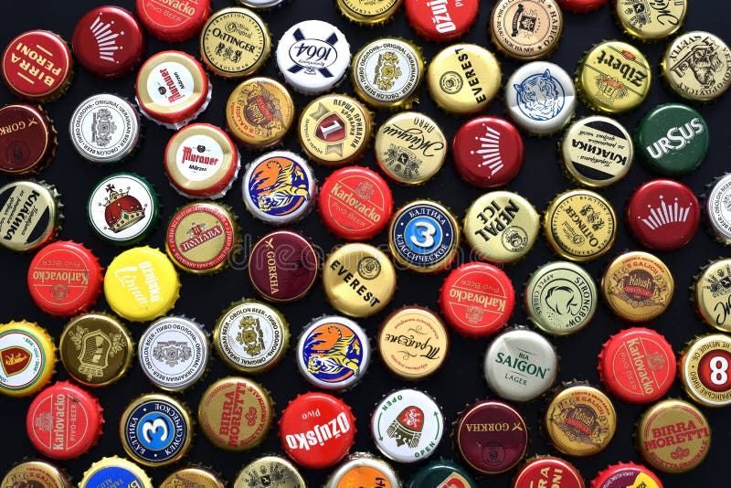 Various beer bottle caps