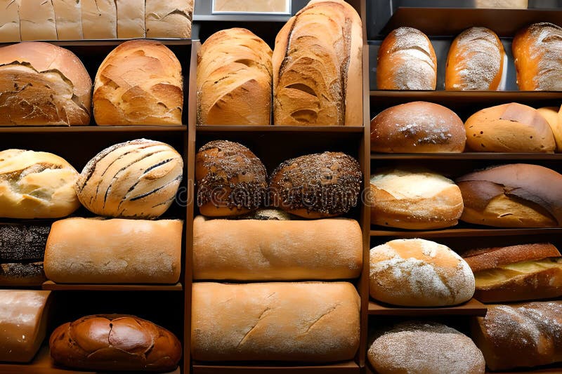 Various Bread Selling at the Display Bakery Shop Shelf Stock Image