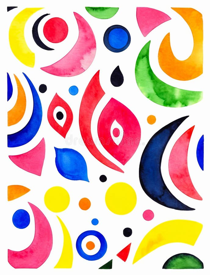 Various bright colorful shapes isolated on white, abstract background vector illustration