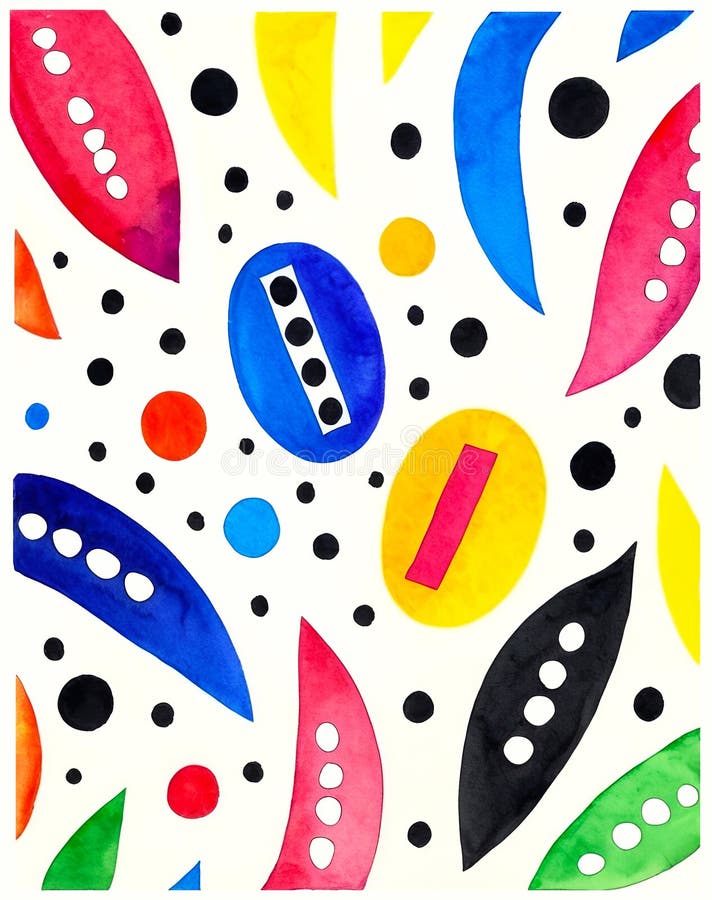 Various bright colorful shapes isolated on white, abstract background royalty free illustration