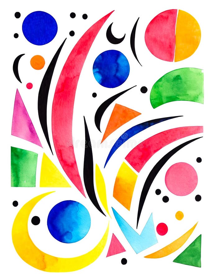 Various bright colorful shapes isolated on white, abstract background royalty free illustration