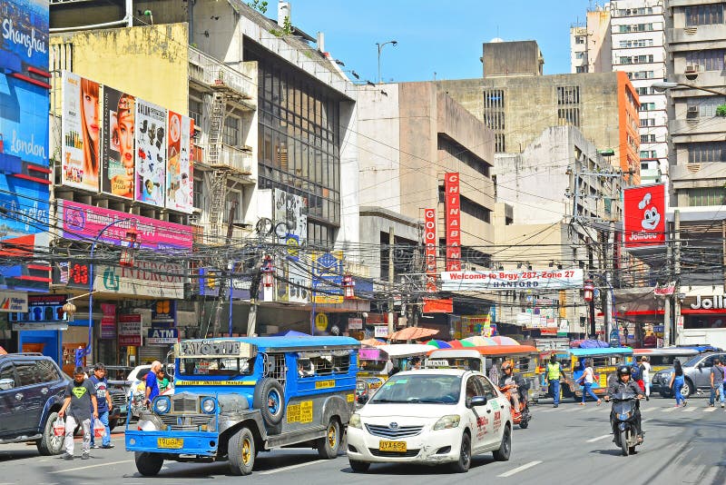Various Buildings Along the Street of Binondo in Manila, Philippines