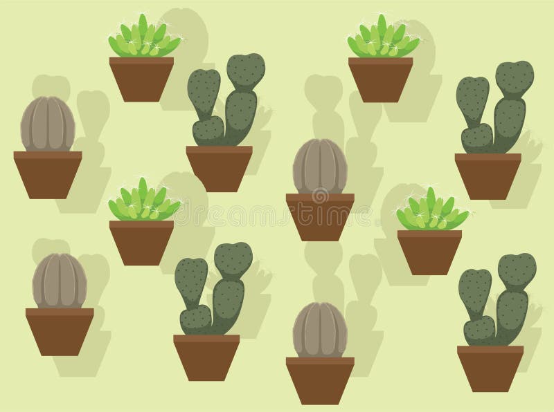 Various Cactus Set Vector Seamless Background Wallpaper 1-01 Stock