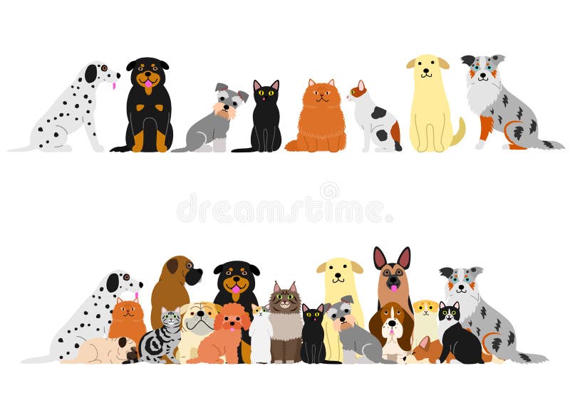 Various cats and dogs border set