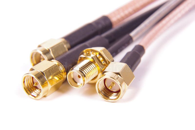 Various Coaxial Cables SMA Connectors Close Up Stock Image Image of