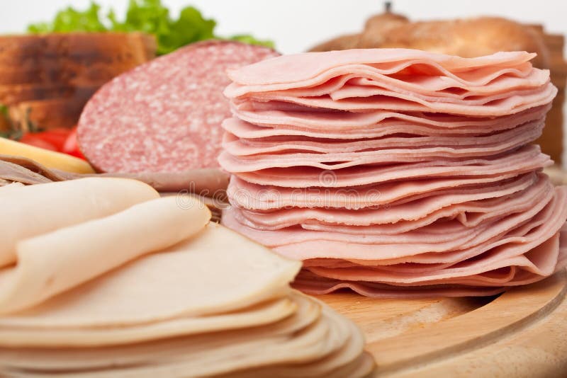 Various Cold Cut Meats stock image. Image of pile, pink 39153027