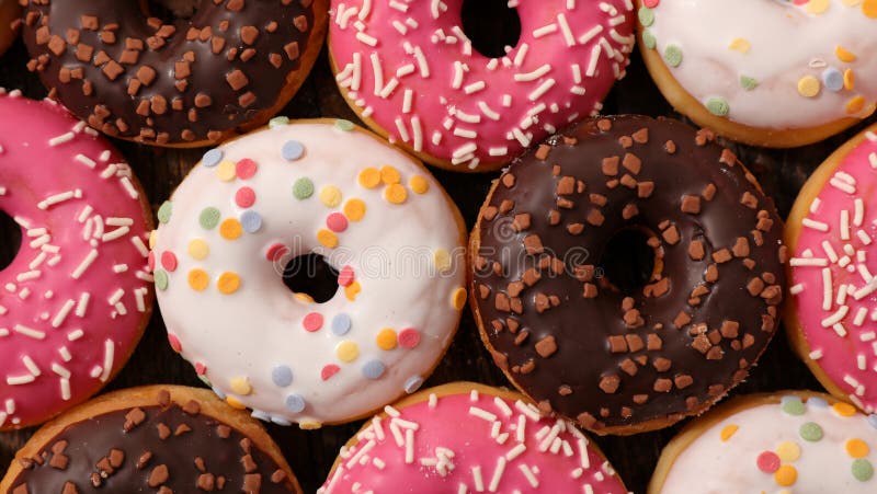 Various colorful donut stock image